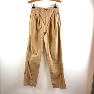 Mara Hoffman Pants Womens Tan Khaki Cotton Pleated Straight Monte Trousers Sz 2